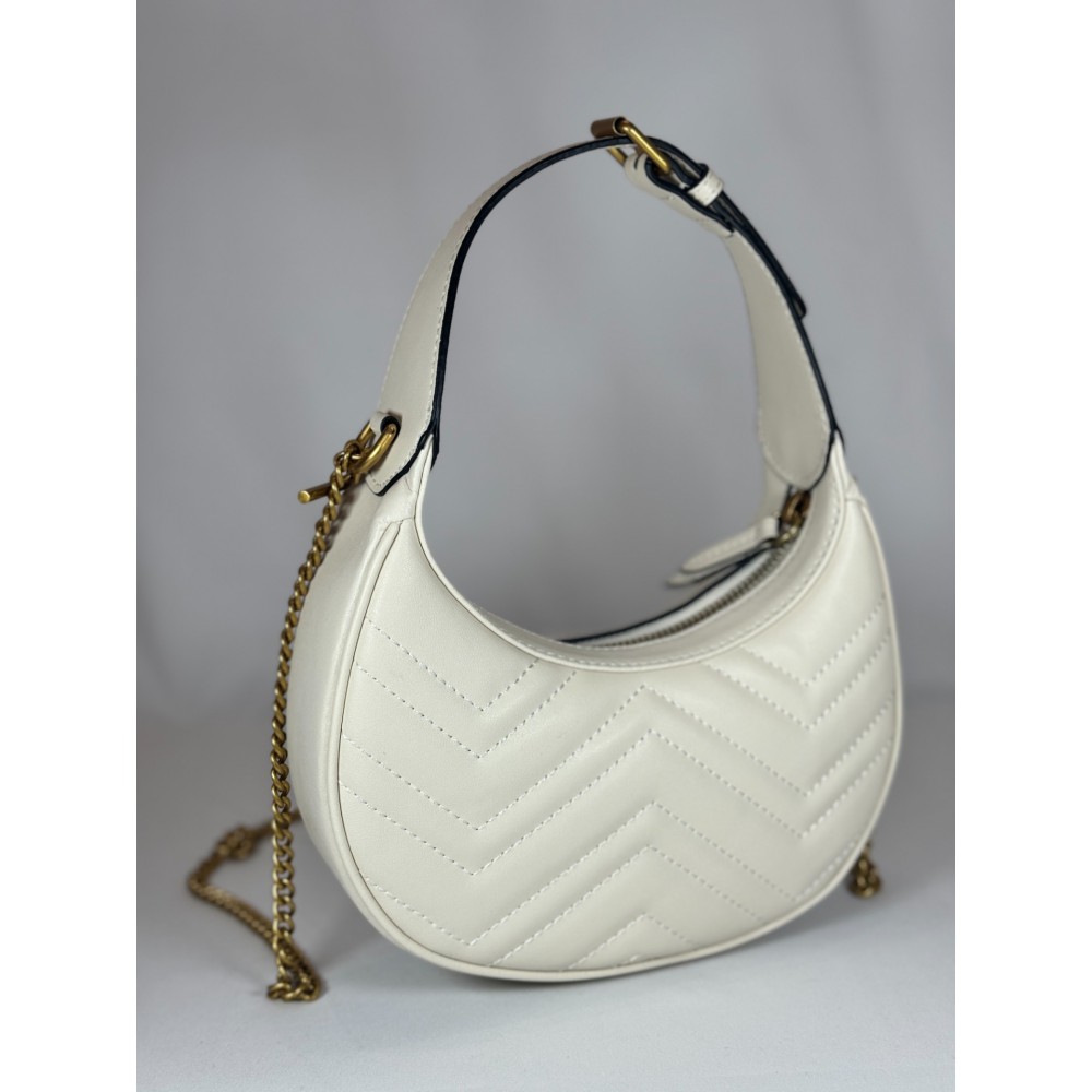 gucci marmont half moon 21x11x5 white leather Shoes