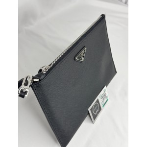 Prada logo plaque clutch saffiano leather 28x20cm Προσφορές