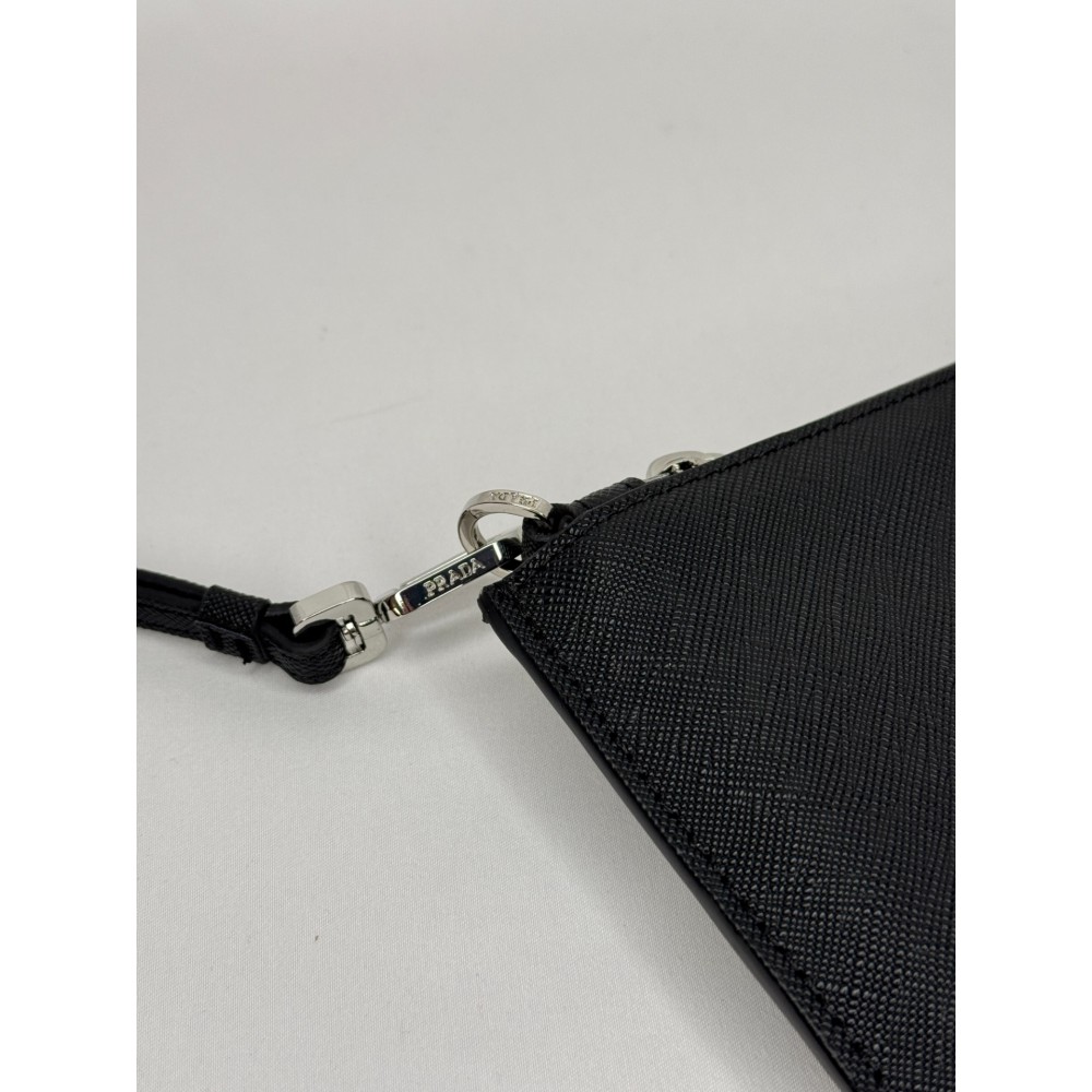Prada logo plaque clutch saffiano leather 28x20cm Προσφορές