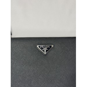Prada logo plaque clutch saffiano leather 28x20cm Προσφορές