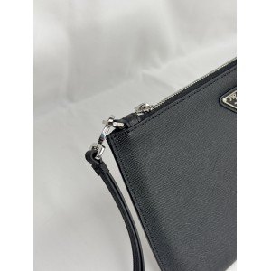 Prada logo plaque clutch saffiano leather 28x20cm Προσφορές