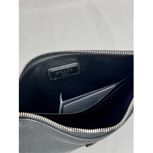 Prada logo plaque clutch saffiano leather 28x20cm Προσφορές