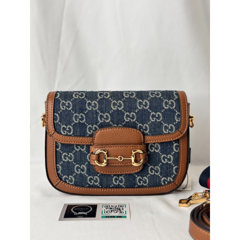 Gucci horsebit 1955 denim bag 20.5x15x6cm Bags