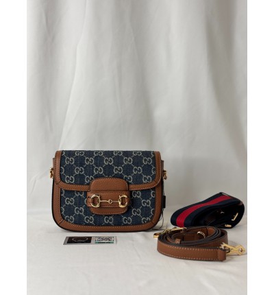 Gucci horsebit 1955 denim bag 20.5x15x6cm