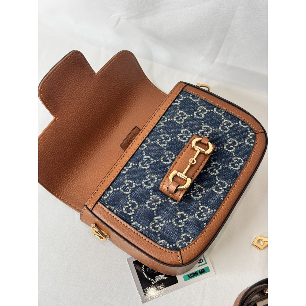 Gucci horsebit 1955 denim bag 20.5x15x6cm Bags