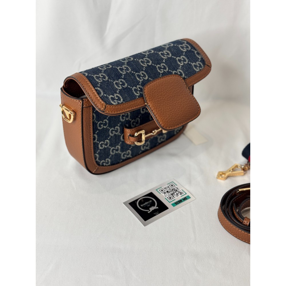 Gucci horsebit 1955 denim bag 20.5x15x6cm Bags