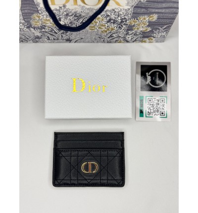 Dior caro card holder 10.5x7.5cm cannage calfskin