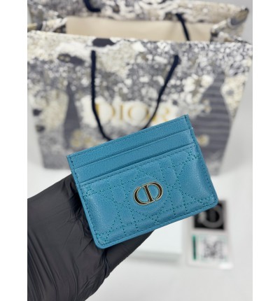 Dior caro card holder 10.5x7.5cm cannage calfskin