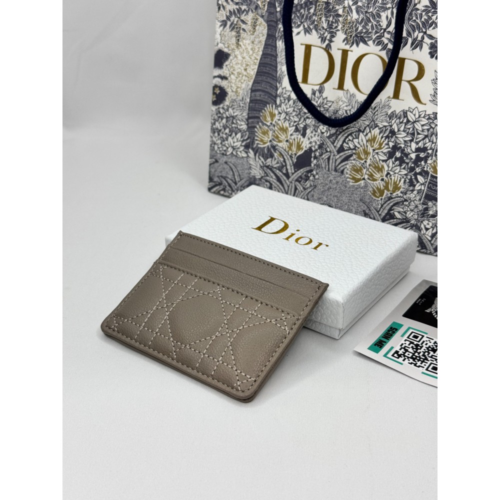 Dior caro card holder 10.5x7.5cm cannage calfskin beige sand Accesories