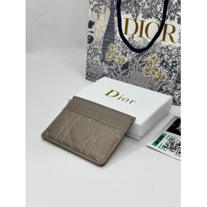 Dior caro card holder 10.5x7.5cm cannage calfskin beige sand Accesories