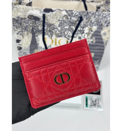 Dior caro card holder 10.5x7.5cm cannage calfskin