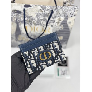 Dior card holder 10.5x7.5cm oblique blue Accesories