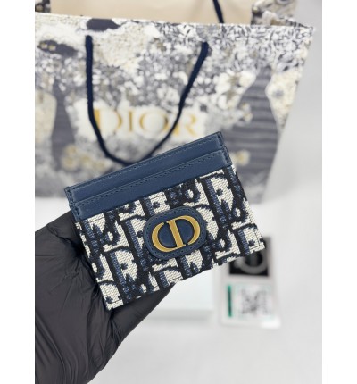 Dior card holder 10.5x7.5cm oblique blue