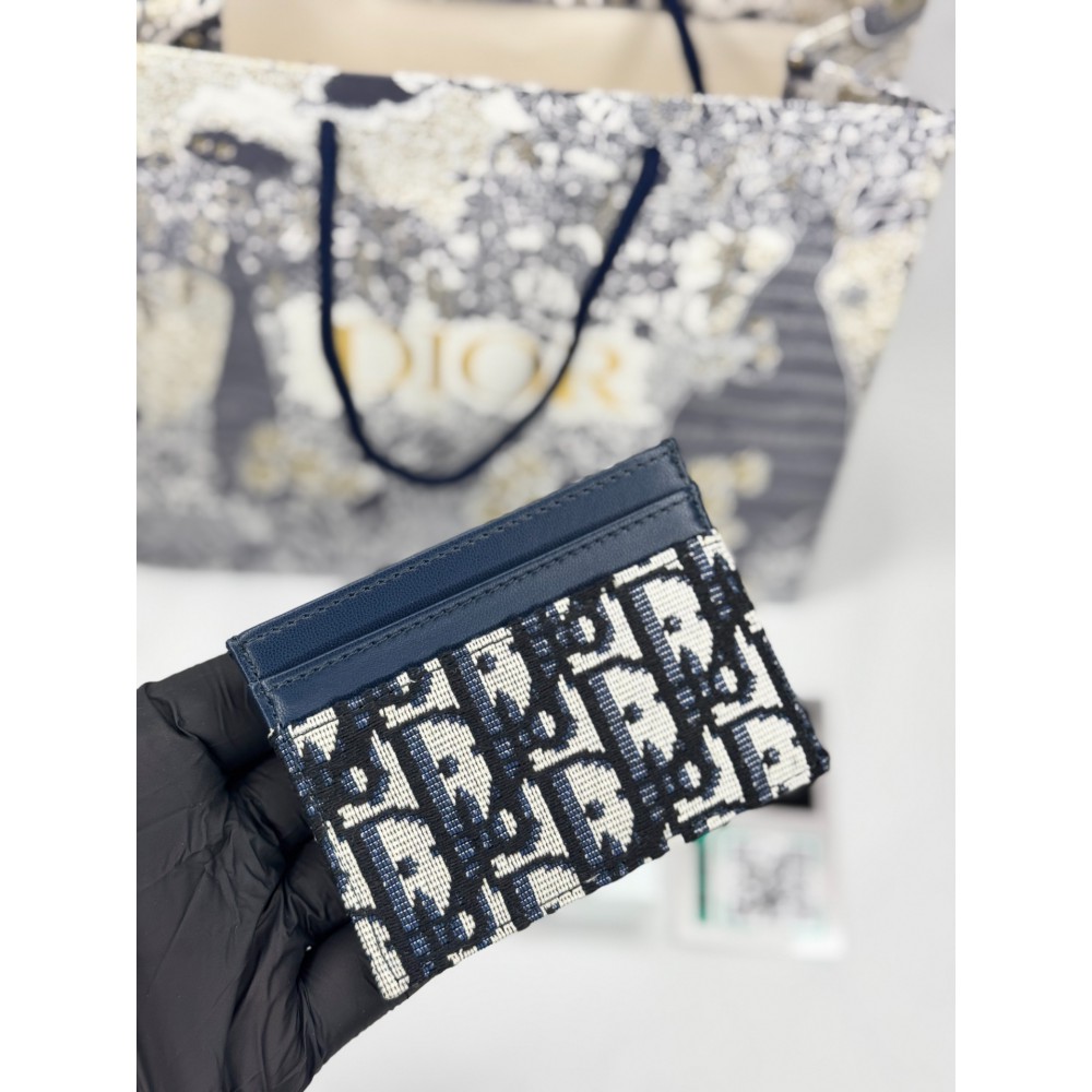 Dior card holder 10.5x7.5cm oblique blue Accesories