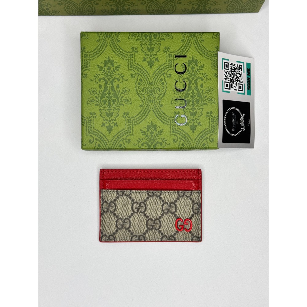 Gucci cardholder 10x7cm canvas red leather 