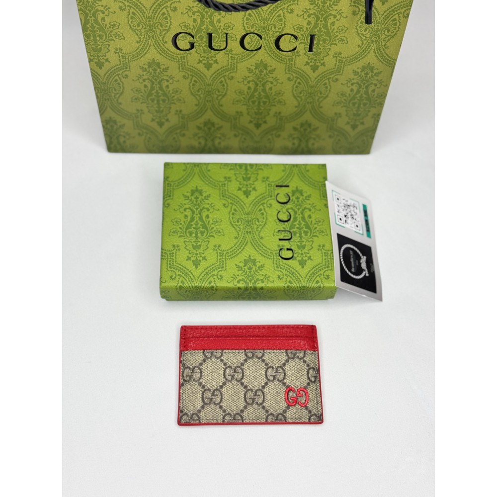 Gucci cardholder 10x7cm canvas red leather 