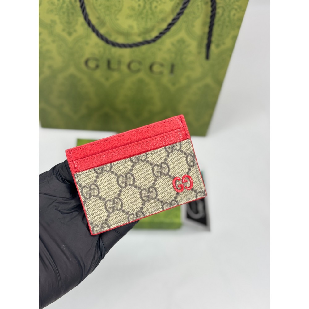 Gucci cardholder 10x7cm canvas red leather 