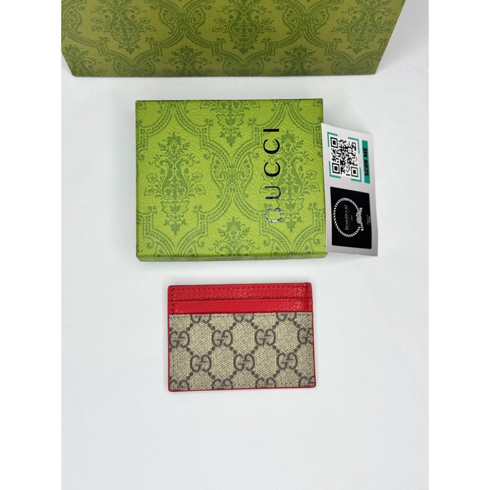 Gucci cardholder 10x7cm canvas red leather 