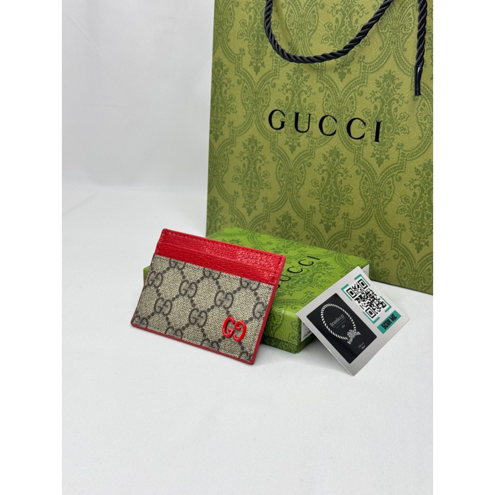 Gucci cardholder 10x7cm canvas red leather 