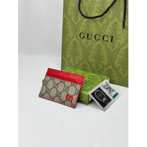 Gucci cardholder 10x7cm canvas red leather 