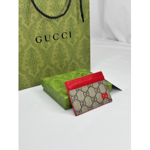 Gucci cardholder 10x7cm canvas red leather 