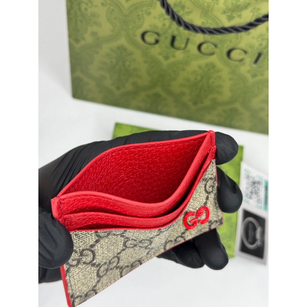 Gucci cardholder 10x7cm canvas red leather 