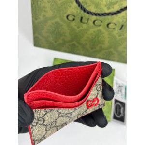 Gucci cardholder 10x7cm canvas red leather 