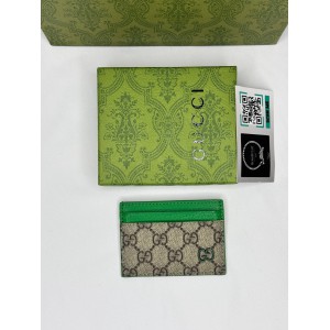 Gucci cardholder 10x7cm canvas green leather 
