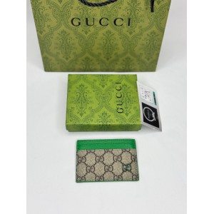 Gucci cardholder 10x7cm canvas green leather 