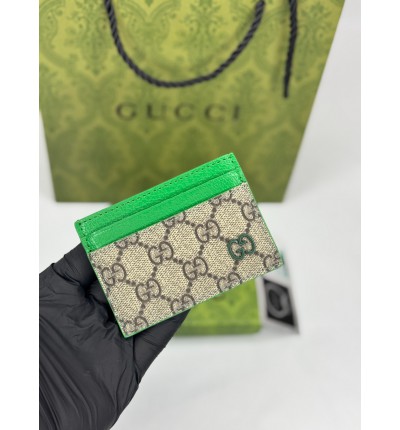 Gucci cardholder 10x7cm canvas green leather