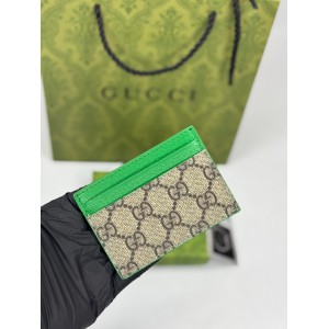 Gucci cardholder 10x7cm canvas green leather 