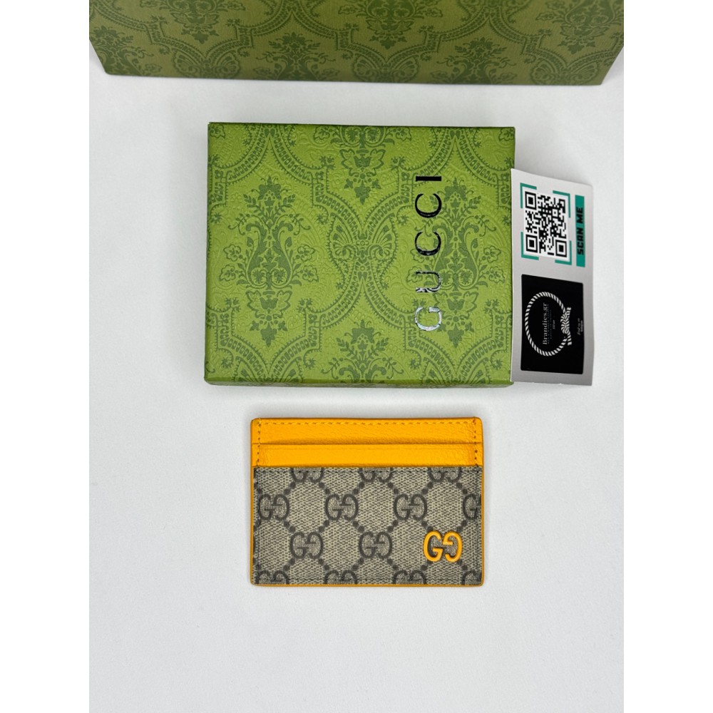 Gucci cardholder 10x7cm canvas yellow leather 