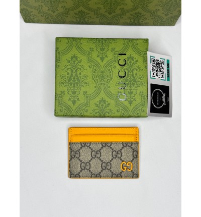 Gucci cardholder 10x7cm canvas yellow leather