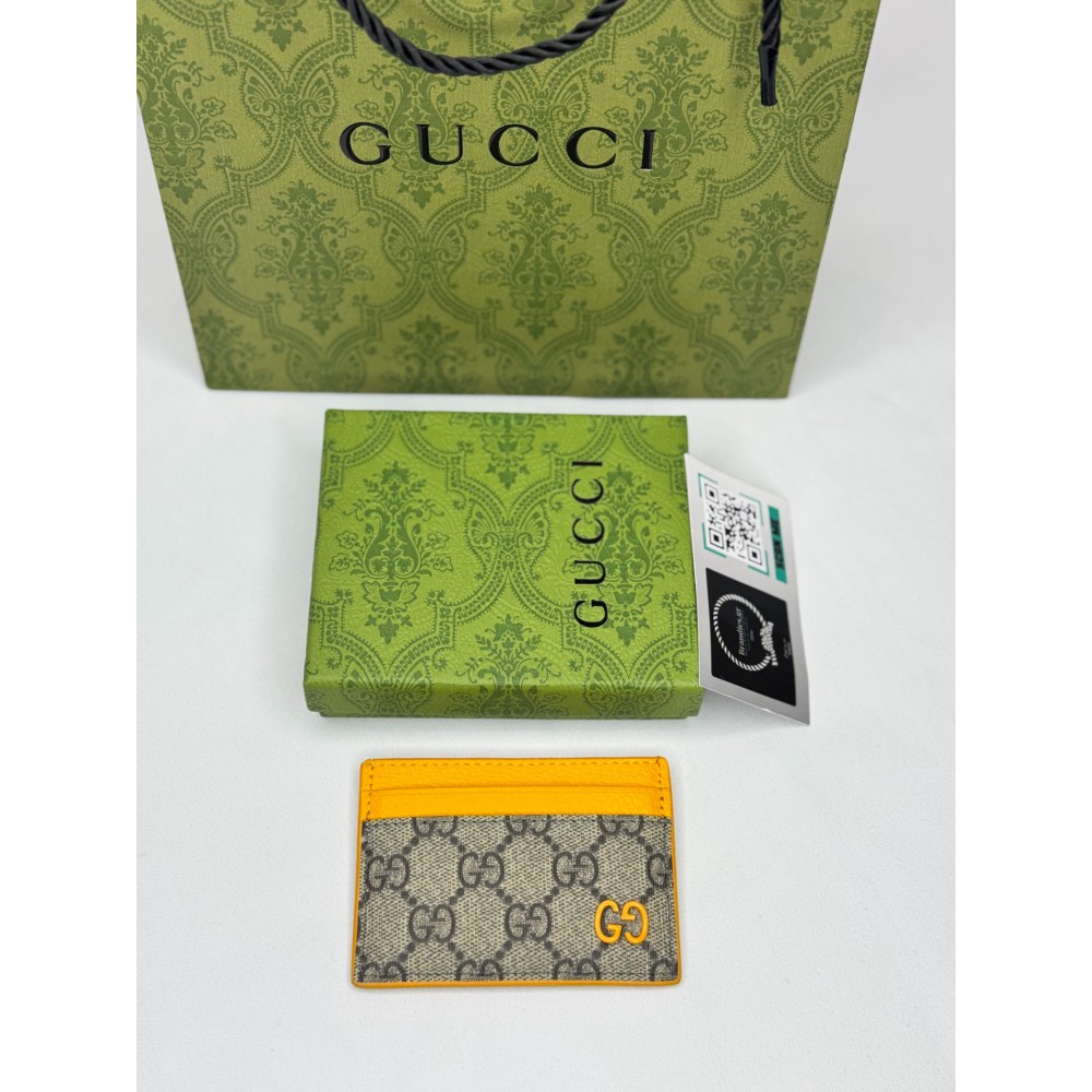 Gucci cardholder 10x7cm canvas yellow leather 