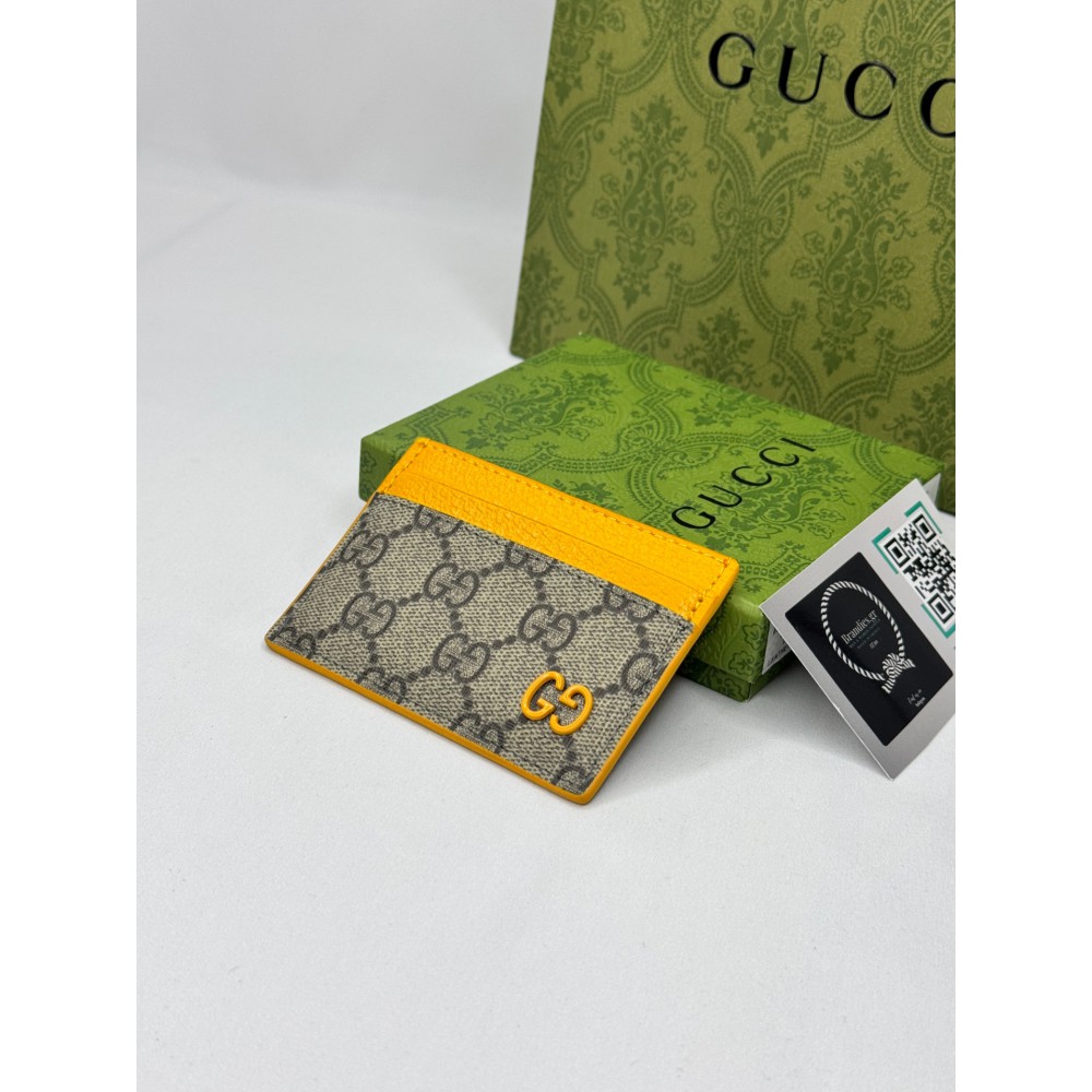 Gucci cardholder 10x7cm canvas yellow leather 