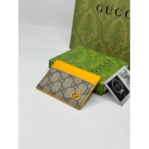 Gucci cardholder 10x7cm canvas yellow leather 