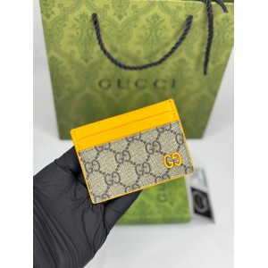 Gucci cardholder 10x7cm canvas yellow leather 