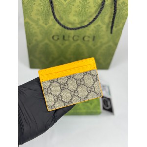 Gucci cardholder 10x7cm canvas yellow leather 