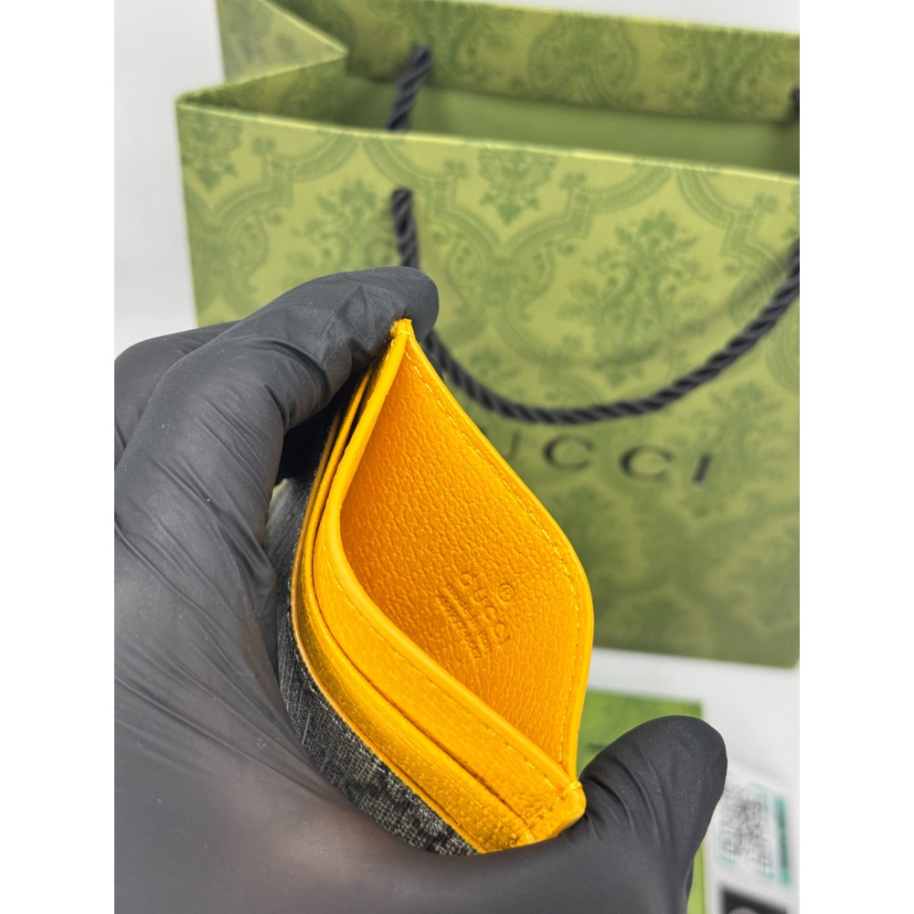 Gucci cardholder 10x7cm canvas yellow leather 