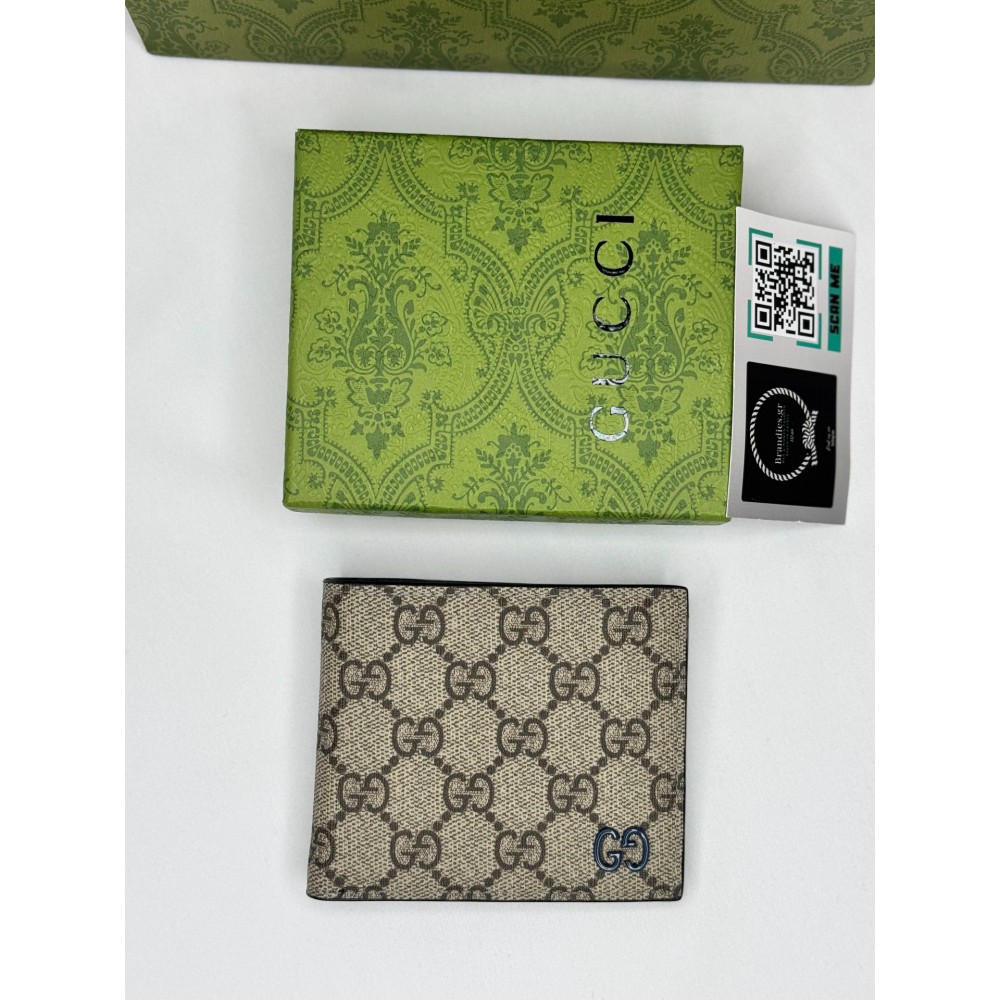 Gucci GG leather bifold wallet blue 11x9cm Accesories