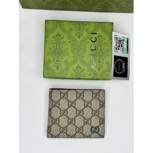 Gucci GG leather bifold wallet blue 11x9cm Accesories