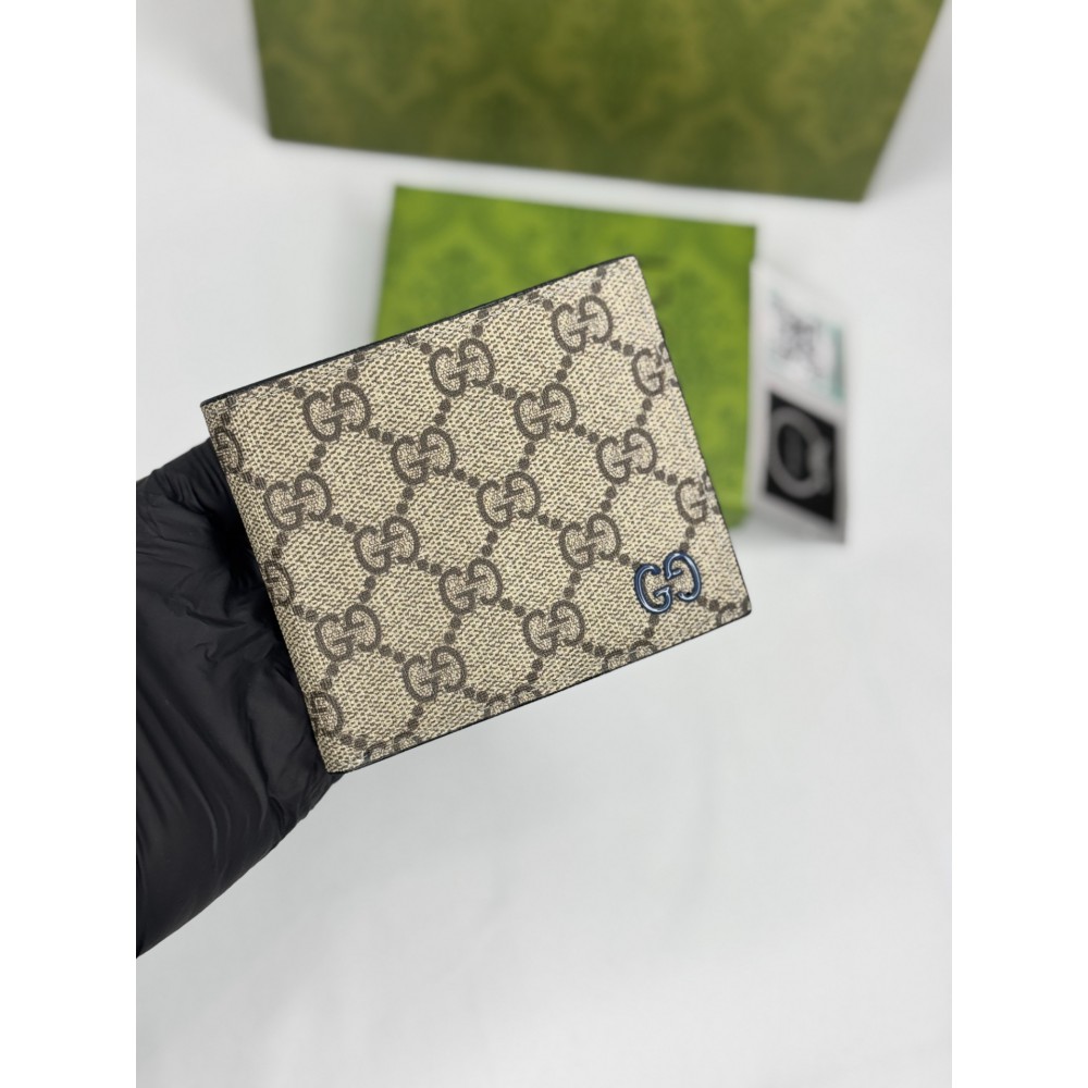 Gucci GG leather bifold wallet blue 11x9cm Accesories