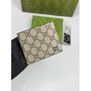 Gucci GG leather bifold wallet blue 11x9cm Accesories