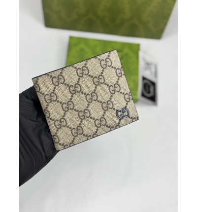 Gucci GG leather bifold wallet blue 11x9cm