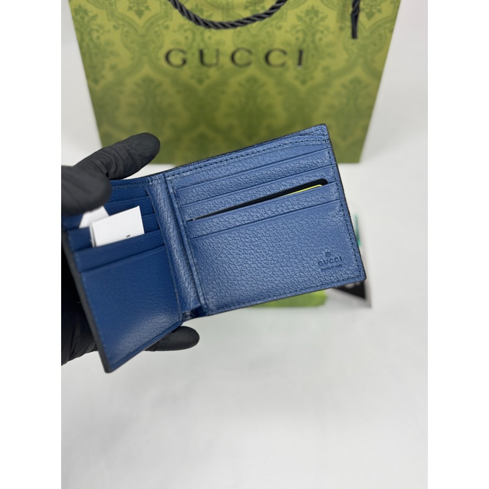 Gucci GG leather bifold wallet blue 11x9cm Accesories
