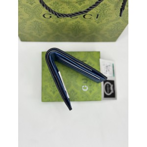 Gucci GG leather bifold wallet blue 11x9cm Accesories