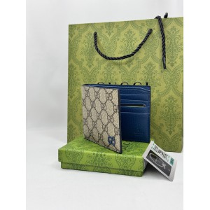 Gucci GG leather bifold wallet blue 11x9cm Accesories