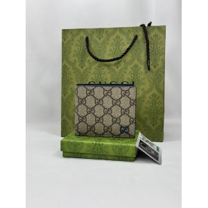 Gucci GG leather bifold wallet blue 11x9cm Accesories