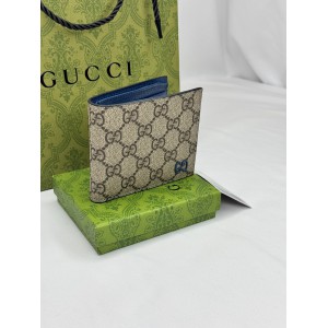 Gucci GG leather bifold wallet blue 11x9cm Accesories