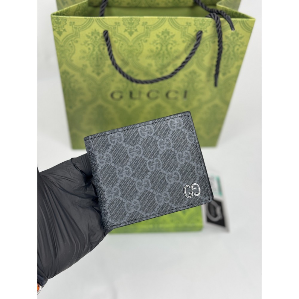 Gucci GG leather bifold wallet canvas 11x9cm Accesories